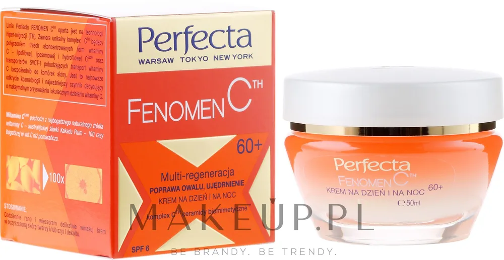 Perfecta Fenomen C крем для лица дневной и ночной для зрелой кожи 60+ антивозрастной с витамином C 50 мл