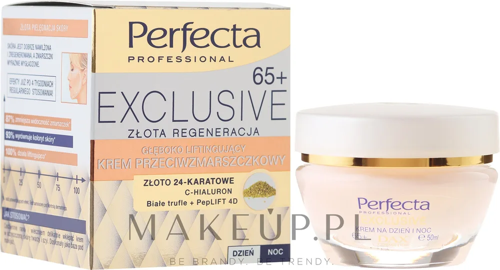 Крем для лица Perfecta Exclusive против морщин с золотом 24K 65+ 50 мл