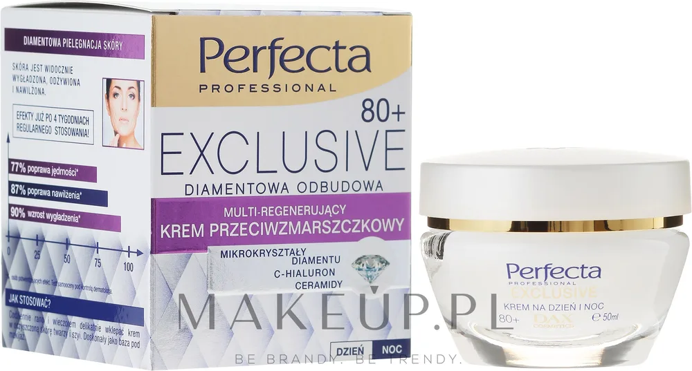 Крем для лица Perfecta Exclusive против морщин с золотом и бриллиантами 80+ 50 мл