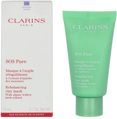 Clarins SOS Pure Emergency Mask with Rebalancing Clay маска для лица очищающая с глиной 75 мл, для комбинированной и жирной кожи