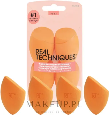 Спонжи для макияжа Real Techniques Miracle Complexion 4 Sponges, с заострённым кончиком, набор, 4 шт
