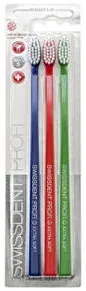 Набор зубных щёток Swissdent Profi Gentle Extra Soft Trio-Pack экстрамягких, синяя + красная + зелёная, 3 шт