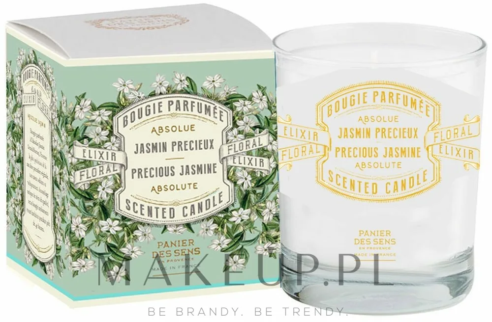 Свеча ароматическая Panier Des Sens Precious Jasmine с ароматом жасмина, в стеклянном подсвечнике, 180 г