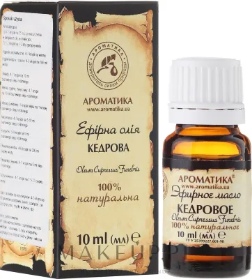 Эфирное масло кедра Aromatika 100% натуральное древесное для ароматерапии, ванны и массажа 10 мл