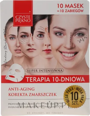 Czyste Piękno Czyste Piękno - 10-дневный курс масок для лица Чистая Красота против морщин с гиалуроновой кислотой 10 шт
