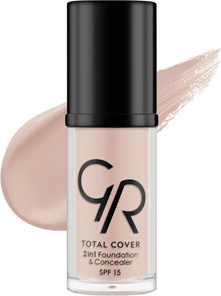 Тональная основа Golden Rose Total Cover 2 в 1 с корректором, 30 мл, оттенок 01