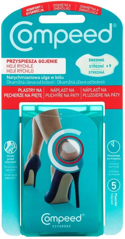 Пластыри от мозолей Compeed на пятку, гидроколлоидные, прозрачные, 5 шт