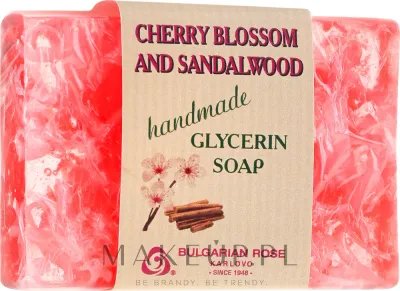 Bulgarian Rose мыло глицериновое ручной работы Green Cherry Blossom and Sandalwood, кусковое мыло 70 г