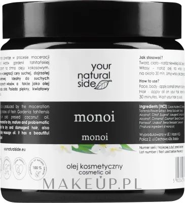Масло монои Your Natural Side с кокосовым маслом, 100% натуральное, для кожи, волос и ногтей, 100 мл