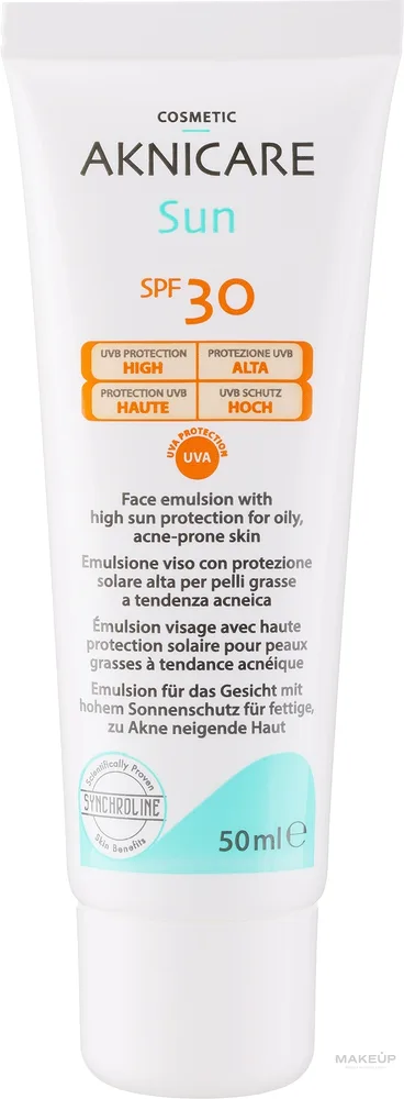 Synchroline Aknicare крем для лица солнцезащитный SPF 30 для жирной и проблемной кожи, 50 мл