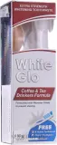 White Glo Coffee and Tea Drinkers Formula набор зубная паста 100 мл и щётка бело-синяя, отбеливающая паста для любителей кофе и чая, карбонат кальция и фтор — фото 1