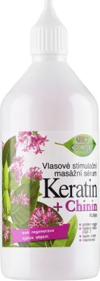 Сыворотка для кожи головы Bione Cosmetics Keratin + Quinine Stimulating Massaging Hair Serum укрепляющая, против выпадения волос, 215 мл