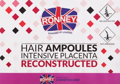 Ампулы против выпадения волос Ronney Professional Hair Ampoules Intensive Placenta, восстанавливающие, 6 ампул по 10 мл