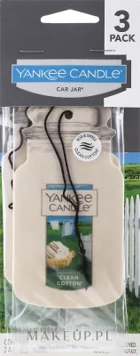 Набор ароматизаторов для автомобиля Yankee Candle Car Jar Clean Cotton, аромат чистого хлопка, до 4 недель, 3 шт