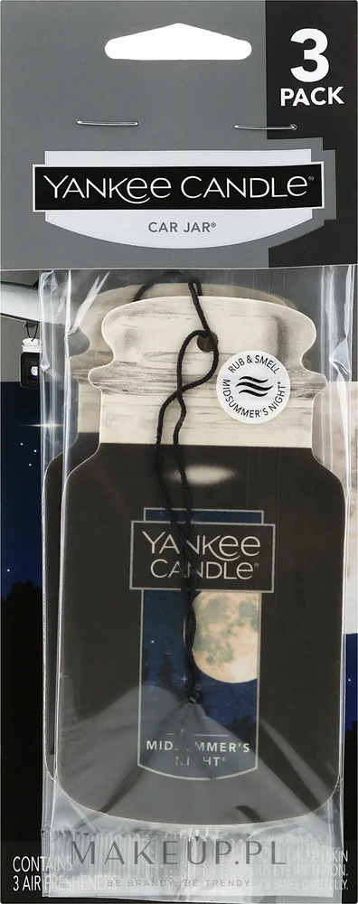 Набор ароматизаторов для автомобиля Yankee Candle Car Jar Midsummer’s Night Air Fresheners, в форме свечи, до четырёх недель, 3 шт