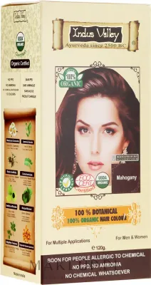 Краска для волос с хной Indus Valley 100% Botanical Hair Colour органическая, окрашивает седину, 120 г