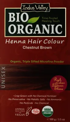 Краска для волос на основе хны Indus Valley Bio Organic Henna Hair Color натуральная, органическая, стойкость до четырёх недель, 100 г