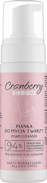 Nova Kosmetyki Cranberry Glow клюквенная пенка для умывания с гиалуроновой кислотой и маслом винограда, 150 мл