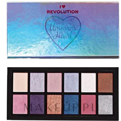 Палетка теней для век I Heart Revolution Unicorns Heart Eyeshadow Palette, фиолетовая и розовая гамма, 9 г