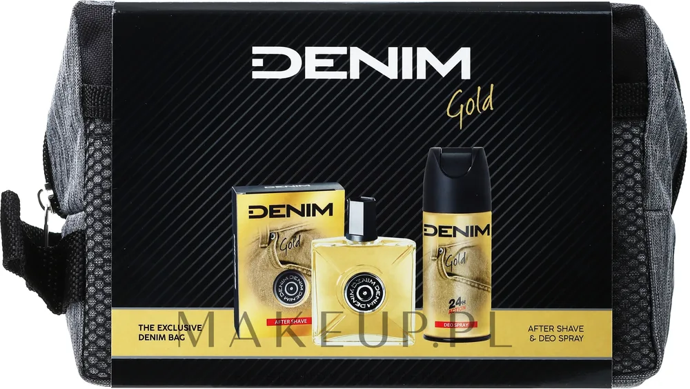 Набор для мужчин Denim Gold бальзам после бритья дезодорант и косметичка 100+150 мл