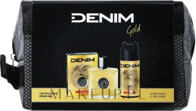 Набор для мужчин Denim Gold бальзам после бритья дезодорант и косметичка 100+150 мл
