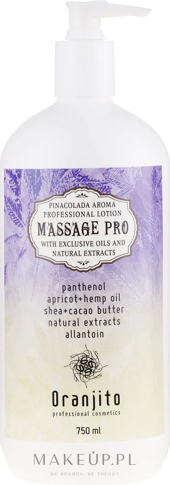 Молочко для массажа Пина колада Oranjito Massage Pro Pina Colada Massage Body Milk, с цветочным ароматом, 750 мл