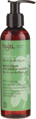 Жидкое алеппское мыло Najel Aleppo Soap с водой дамасской розы, 200 мл