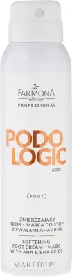 Крем-маска для стоп смягчающая с кислотами AHA и BHA Farmona Professional Podologic Acid, с мочевиной, 150 мл