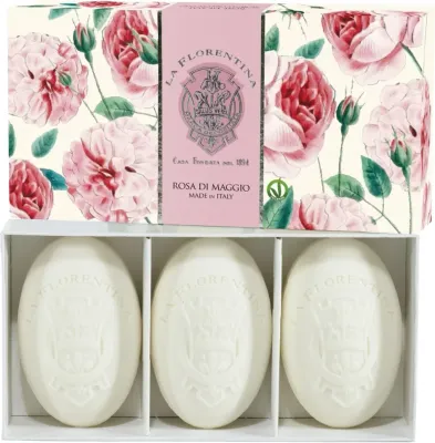 La Florentina Rose Of May набор мыла для рук Майская роза 3 x 150 г, мыло ручной работы, подарочный набор
