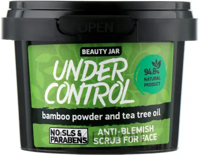 Beauty Jar Under Control скраб для лица против высыпаний с маслом чайного дерева и бамбуковой пудрой для жирной кожи 120 г