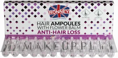 Ампулы против выпадения волос Ronney Professional Hair Ampoules With Flower Balm Anti-Hair Loss, для домашнего ухода, 12 ампул по 10 мл