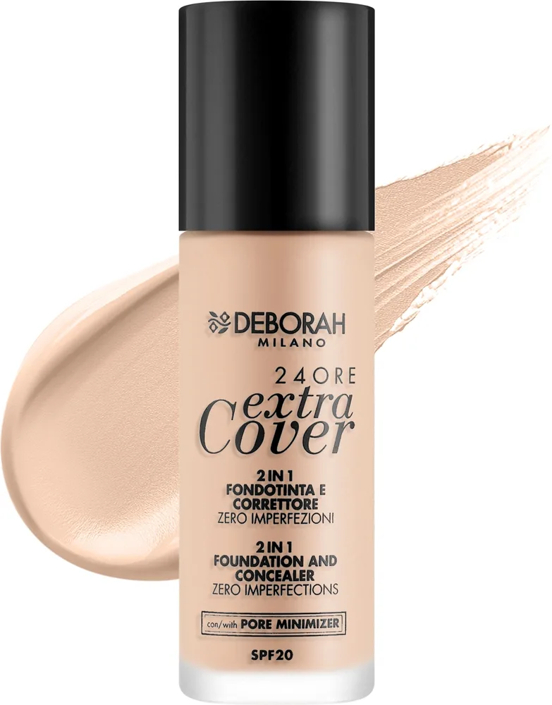 Тональная основа Deborah 24Ore Extra Cover 2 в 1 SPF 20, 30 мл, оттенок 00