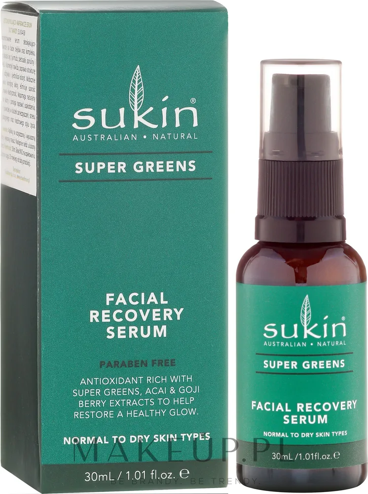 Сыворотка для лица Sukin Super Greens Facial Recovery Serum восстанавливающая, увлажняющая, 30 мл