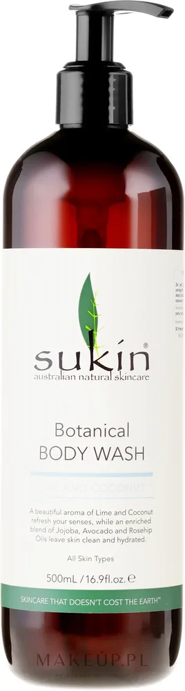 Ботанический гель для душа Лимонка и кокос Sukin Botanical Body Wash Lime & Coconut, 500 мл/ Сьюкин