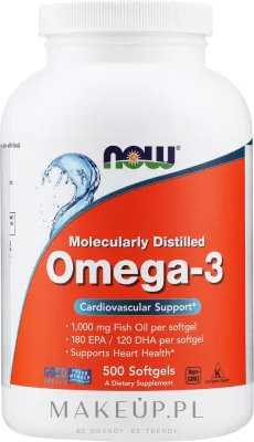 БАД Now Foods / Omega-3 1000 мг, рыбий жир, 180 EPA/120 DHA, 90-500 шт, 500 шт