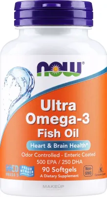 БАД Now Foods / Ultra Omega-3, рыбий жир, 500 EPA/250 DHA, 90-180 шт