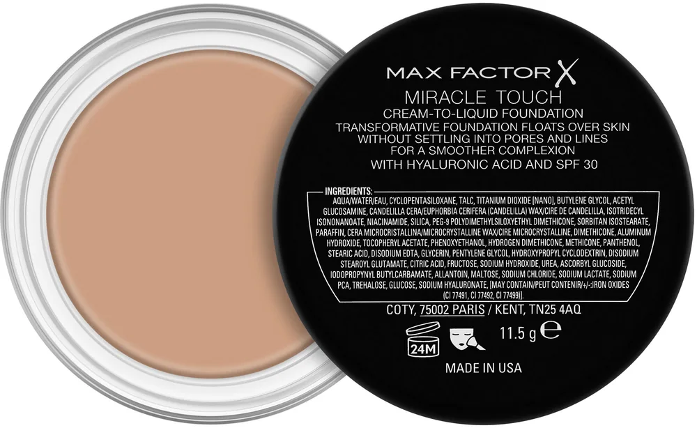 Тональный крем Max Factor Miracle Touch Skin Perfecting выравнивающий SPF 30, 11.5 г, оттенок 40 - Creamy Ivory