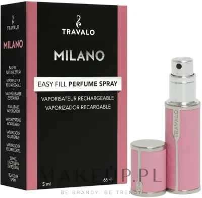 Наполняемый флакон с атомайзером для духов Travalo Milano Pink Rose, розовый с серебристыми деталями