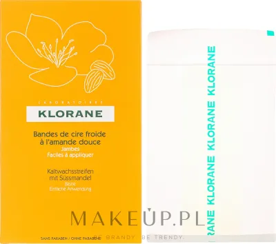 Полоски восковые холодные Klorane Cold Wax Strips для депиляции ног, со сладким миндалём, малоболезненные, 6 шт