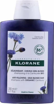 Шампунь против желтизны Klorane Anti-Yellowing Shampoo with Centaury для седых и светлых волос, с васильком, 400 мл