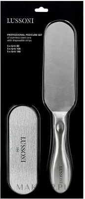 Набор для педикюра Lussoni Professional Pedicure Set из нержавеющей стали, со сменными абразивными полосками, 15 шт