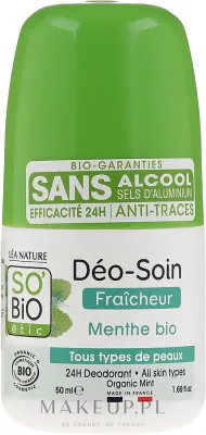 So'Bio Etic Deo Fresh дезодорант шариковый бамбуковый с мятой для всех типов кожи 50 мл, роликовый, без солей алюминия