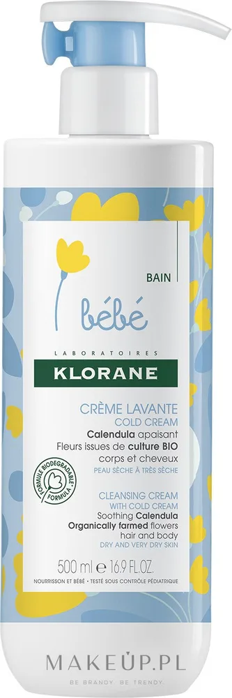 Очищающий крем для тела и волос Klorane Bebe Cleansing Cream with Cold Cream детский 2-в-1 500 мл