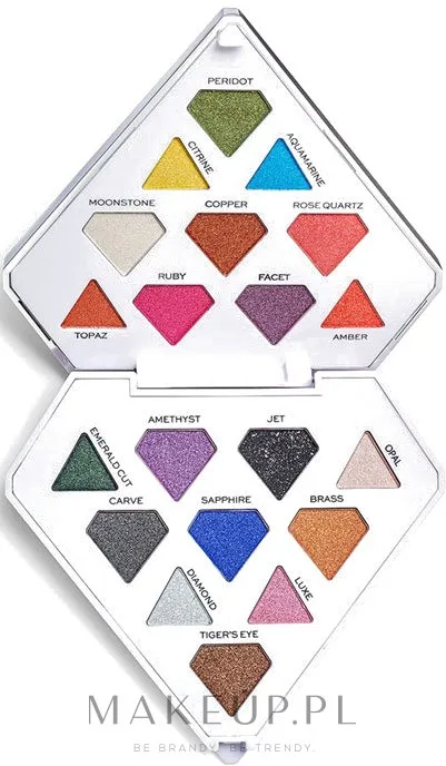 Палетка теней для век I Heart Revolution Diamond Bright Palette, 20 оттенков, металлик и мерцание, 84,8 г