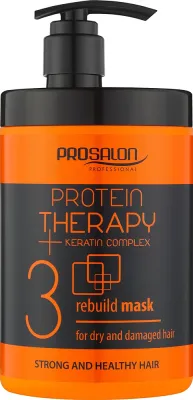 Маска для волос Prosalon Protein Therapy восстанавливающая, для сухих и повреждённых волос, протеины шёлка, кератин и алоэ, 1000 г