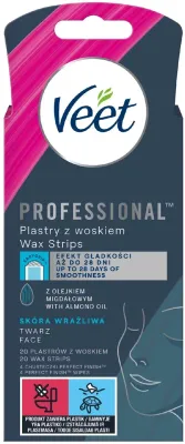 Восковые полоски для точной депиляции лица Veet Easy-Gel с миндальным маслом, 20 или 40 шт