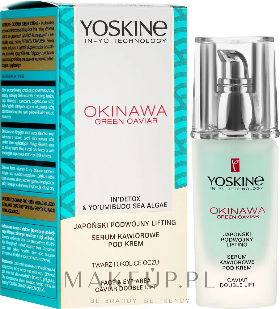 Сыворотка для лица Yoskine Okinawa Green Caviar икорная под крем для лица и вокруг глаз с пептидами 30 мл