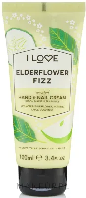 Крем для рук и ногтей I Love... Elderflower Fizz Hand and Nail Cream, ароматный, «Коктейль из чёрной бузины», 100 мл
