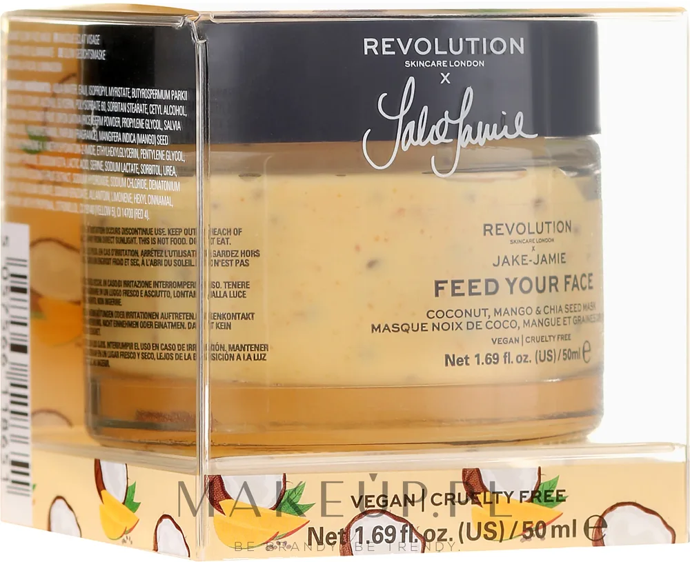 Осветляющая маска для лица с кокосом, манго и семенами чиа Revolution Skincare X Jake Jamie Feed Your Face Coconut, Mango & Chia Seed Mask, 50 мл
