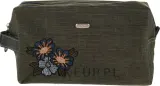 Косметичка Top Choice Soft 96051 прямоугольная с вышивкой, хаки, 26х15х12 см — фото 1